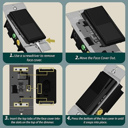 TOPGREENER 300W LED Dimmer Switch, Single Pole or 3-Way, Black, 1P