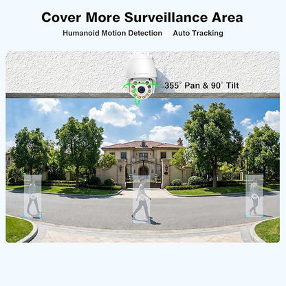 360° View Pan/Tilt/Digital Zoom 5MP WiFi Security Camera Outdoor, Motion Detection, Humanoid Tracking, Floodlight&Siren Alarm, Color Night Vision, PC&Mobile Remote View, Two-Way Audio PTZ
