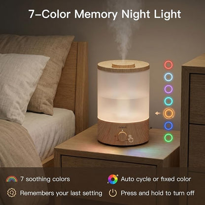 AZEUS 3.5L Cool Mist Humidifier with 7-Color Night Light, Woodgrain