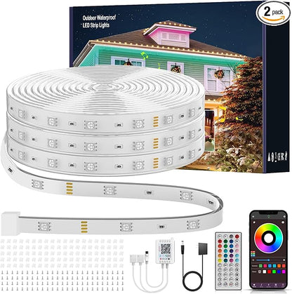 Ledagic Outdoor Led Strip Lights Waterproof 200ft, Ip68 Outside Led Light Strip Waterproof with Remote and App Control, Exterior Music Syne RGB Led Rope Lights for Bathroom, Party Home Decor (2*100ft)