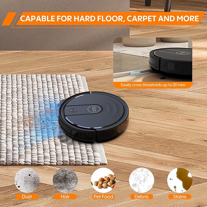 Robot Vacuum and Mop 5500Pa Suction 3 in 1 Robot Vacuum Cleaner with WiFi/App/Voice, Smart Robotic Vacuums with Schedule, Self-Charging Ideal for Hard Floor, Low Pile Carpet, Pet Hair 2026 New Version