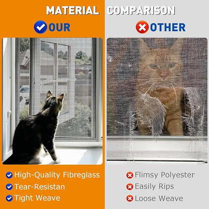 HOFUDON Window Screen Mesh, 39"x118" Fiberglass Screen Door Mesh, Replacement Window Screens, Patio Porch Screen Mesh Black