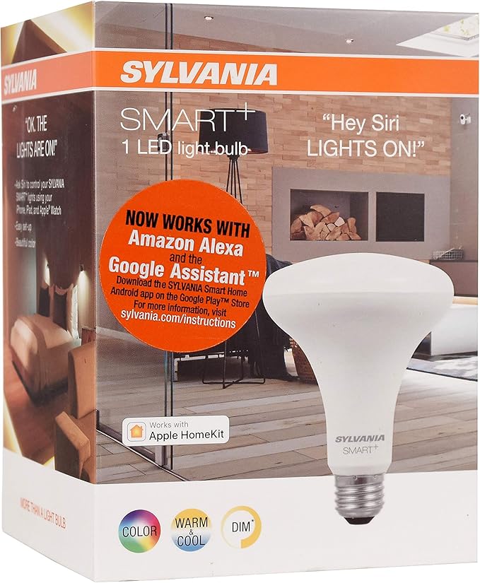 LEDVANCE Sylvania Smart+ Bluetooth Full Color and Tunable White BR30 LED Bulb, Fully Dimmable, Compatible with Alexa, Apple HomeKit and Google Assistant, 1 Pack