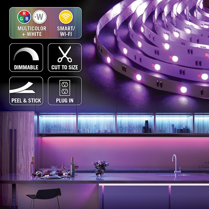 Armacost Lighting 423500 RibbonFlex Home 16ft. RGB+W Smart LED Tape Light Kit, Multi-Color and White