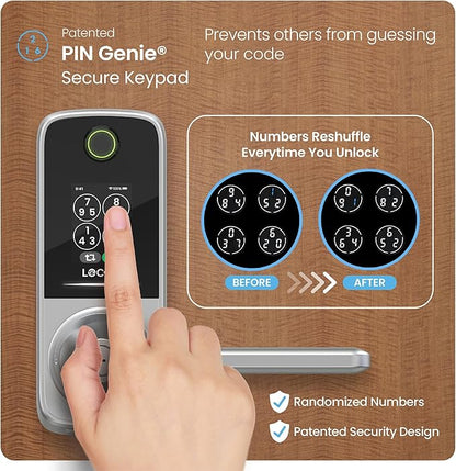 Lockly Secure Pro Smart Lock with Built-in Wi-Fi, Fingerprint Door Lock, Keyless Entry Digital Door Lock with PIN Genie Keypad (Satin Nickle)