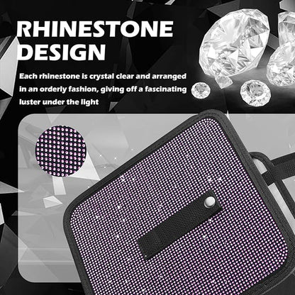 Bling Car Trash Can with Rhinestone,Foldable Car Garbage Can for in-Vehicle Waste Disposal,Multipurpose Hanging Back Seat Organizer & Decorations Fit for Most Cars Trucks (Pink)
