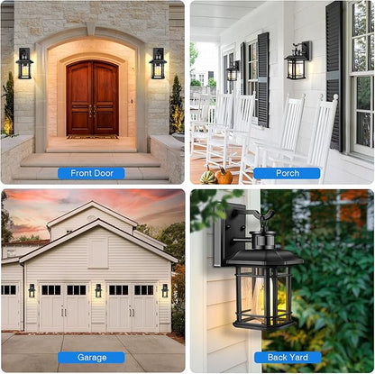 Outdoor Light Fixture With Motion Sensor, Dusk To Dawn Modern Exterior Porch Lights Wall Mount, Anti-rust 100% Aluminum Outdoor Wall Lantern, Black Farmhouse outdoor wall light For Garage Backyard