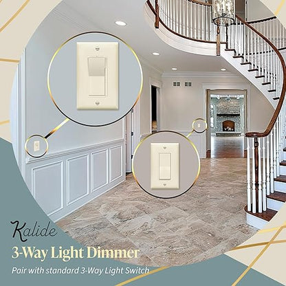 TOPGREENER 300W LED Dimmer Switch, Single Pole or 3-Way, Light Almond, 1P