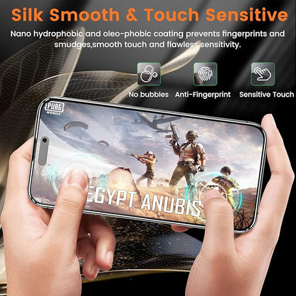 Lesakit 4+4 Pack Privacy Screen Protector for iPhone 15 Plus 6.7-Inch with 4 Pack Camera Lens Protector, Anti Spy Tempered Glass Film 9H Hardness Case Friendly