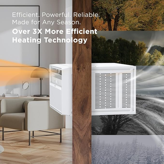 TCL 12000 BTU Q-Series Smart Inverter Window AC with Heat Pump for Up To 550 Sq. Ft., Energy Efficient Air Conditioner Heater Combo, 115V, Works with Remote Control, Smart Home Devices & TCL Home App