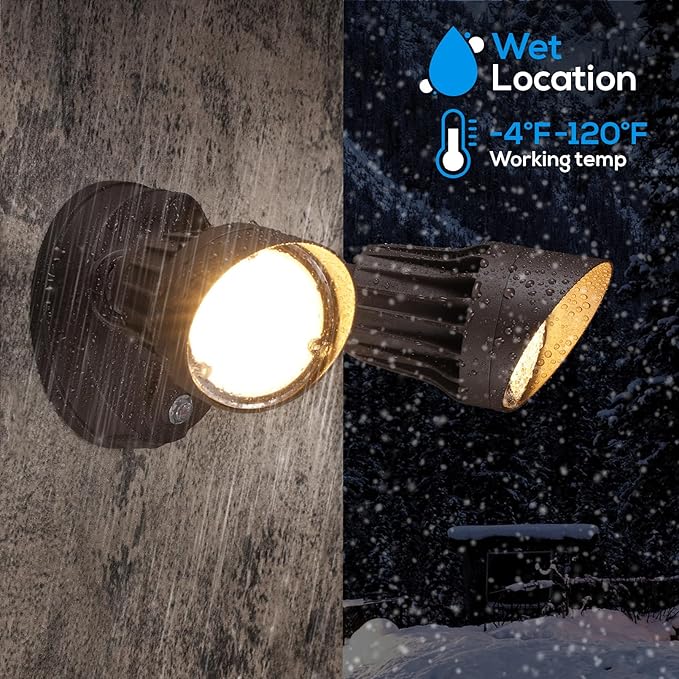 LEONLITE 3CCT Dusk to Dawn LED Security Lights, Adjustable Dual-Head Flood Light Outdoor with Photocell, 3000K/4000K/5000K Selectable, 25W(200W Equiv.), Wet Location, Aluminum, ETL Listed, Bronze