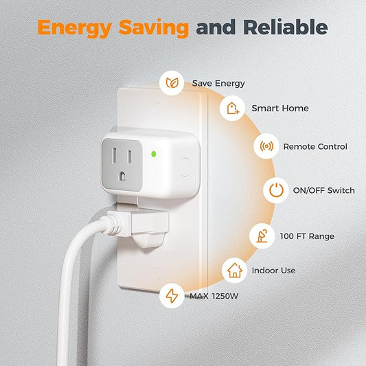 Remote Control Outlet, TESSAN Wireless Light Switch, Electrical Remote Outlet with ON/Off Switch for Indoor String Lights, Lamps, Fan, Small Appliances, 1250W 100ft RF Range