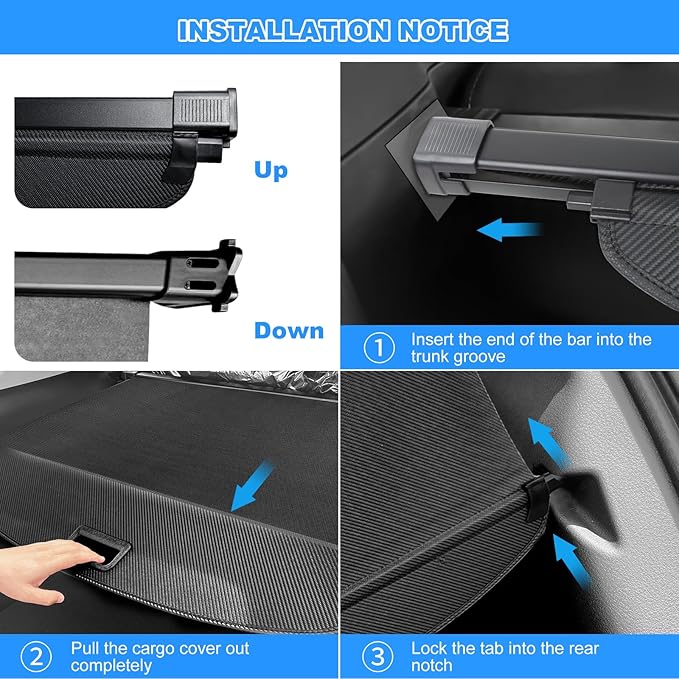 AUXKO Retractable Cargo Cover for Lincoln MKX 2018-2016, Trunk Cargo Cover Luggage Security Shade Cover for Lincoln Nautilus 2023-2019 Shielding Shade Anti-Peeping Luggage Privacy Screen, Carbon Fiber
