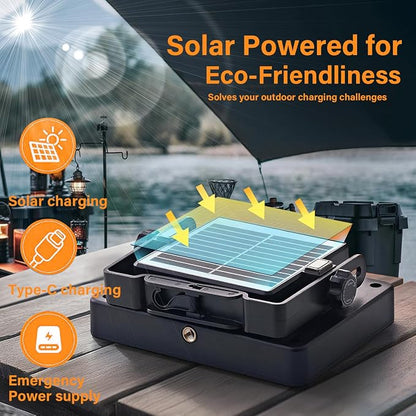 D1 Pro Solar Portable Camping Lights with Strong Magnets, Dimmable, Solar Rechargeable Camping Lantern, IP67 Waterproof, 5 Light Modes Portable Flood Light, Work Lights for Indoor Outdoor