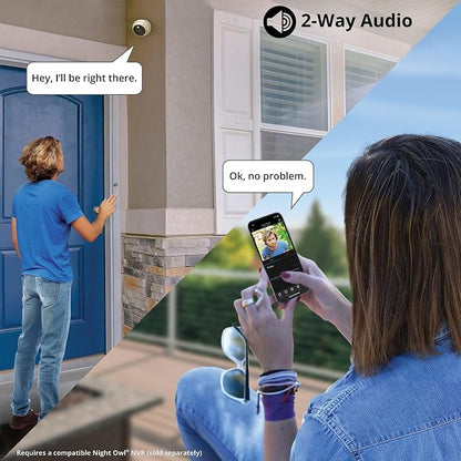 Night Owl Add On Wired IP 4K HD Indoor/Outdoor Deterrence Dome Cameras with 2-Way Audio (2 Pack)