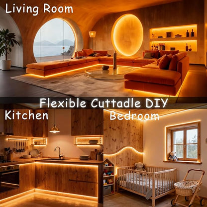 2 Set 50 FT Warm White Led Strip Lights for Bedroom Dimmable 100 FT 1800 LEDs Rope Light Flexible Super Bright White Tape Lights for Ceiling Room Home Decor Luces LEDs