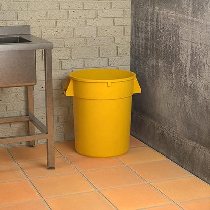32 Gallon Yellow Round Commercial Trash Can, Heavy-Duty Food Grade NSF Certified, Perfect for Restaurant, Office, School, Garage, Backyard, Workshop, Warehouse