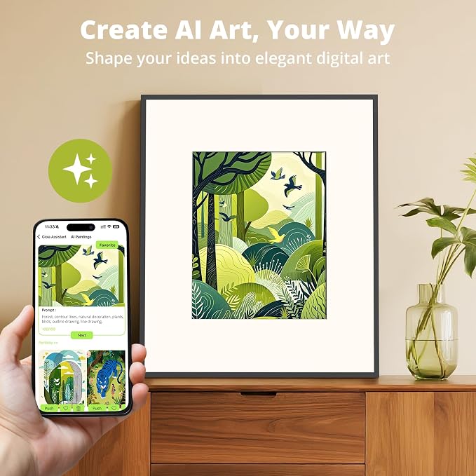 Dragon Touch Music Frame Bluetooth Speaker & Wi-Fi Digital Picture Frame, Hi-Fi 6-Speaker Wall-Mount or Tabletop Art Frame, Dynamic Lyrics Display for Home Decor, Supports Spotify & Apple Music