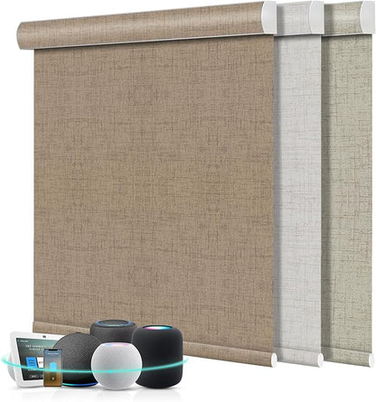 Aprilsmart Motorized Blinds with Remote,Compatible with Apple HomeKit Alexa Google Home- Voice and app Control,Motorized Roller Shades 100% Blackout Custom Size(Vigor Wheat-09)