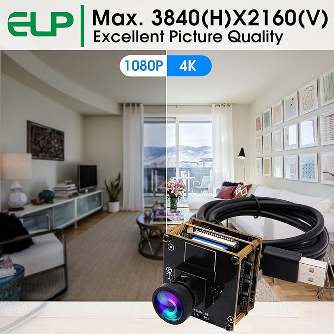 4K HDMI USB Camera Module Wide Angle Webcam for Computer 4K 30fps PC Camera Mini UVC USB2.0 Lightburn Camera for Laser Engraver 2X Digital Zoom USB Security Camera for Laptop Raspberry Pi