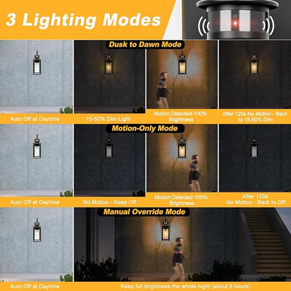 20" Motion Sensor Outdoor Wall Lights, Dawn to Dusk Outdoor Light Fixture