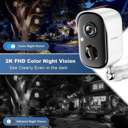 Security Cameras Wireless Outdoor, 2K Battery Powered WiFi Cameras for Home Security with AI Motion Detection, Color Night Vision, Spotlight, Siren, Waterproof, SD/Cloud Storage - 2 Pack