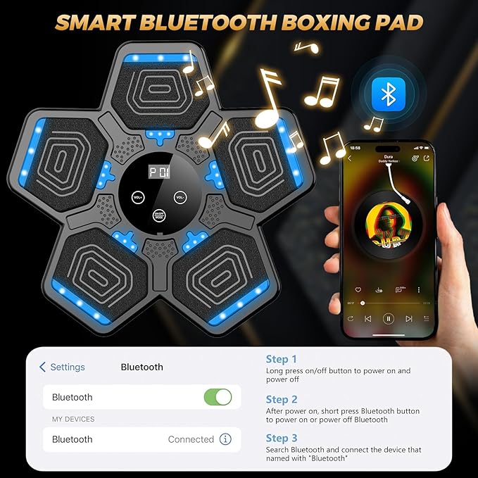 LOLBOX Music Boxing Machine for Adults & Kids - Smart Punching Machine with Boxing Gloves, Wall Boxing Punching Pad for Home, Office, Gym (Upgraded Version)