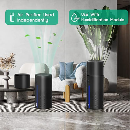 Afloia 2-in-1 Air Purifier and Humidifier Combo, Quiet 3-Stage Filtration for Pet Allergies & Smoke, Auto Shut-Off, 7-Color LED Light, Black