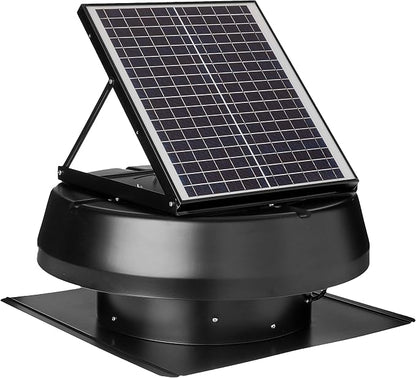iLIVING HYBRID Ready Smart Thermostat Solar Roof Attic Exhaust Fan, 14", 40-Watt, 1150 CFM, Cools up to 2900 Sq.Ft. Coverage Area, Black