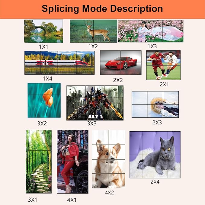 4K Seamless Splicing TV Wall Processor - HDMI & DVI Input, 1080P HDMI Video Image Processor with RS232, Support 180Rotate, 1x2 to 3x3 Configurations