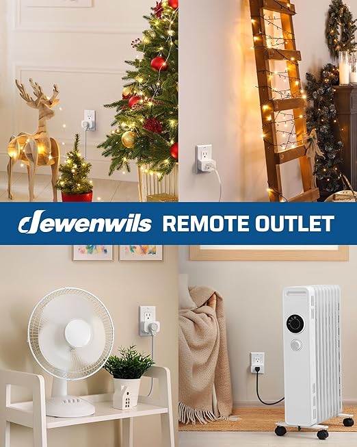 DEWENWILS Remote Control Outlet, Indoor Remote Outlet with 2 Remotes, 100FT Range, 15A/1875W, Remote Outlet Switch for Lights/Fans, Floor Lamp, Bedside Lamp