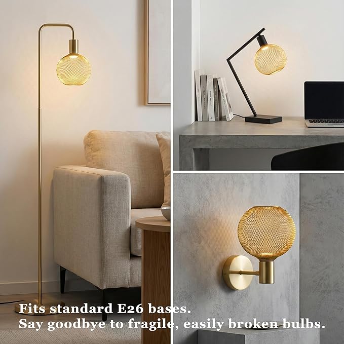 Unique Decorative LED Light Bulb, Fanvy Golden Metal Cage Edison Light, 40W Equivalent,125mm Bulb for Indoor Decor Floor lamp & Table lamp, 3.5W Cozy White 2200K Dimmable,MINI Bulb Series