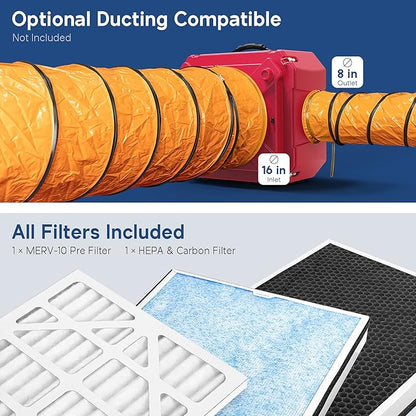 ALORAIR 4 Pack CleanShield HEPA 550 Industrial Commercial HEPA Air Scrubber, cETL Listed, GFCI Outlet, 10 Years Guarantee, Red