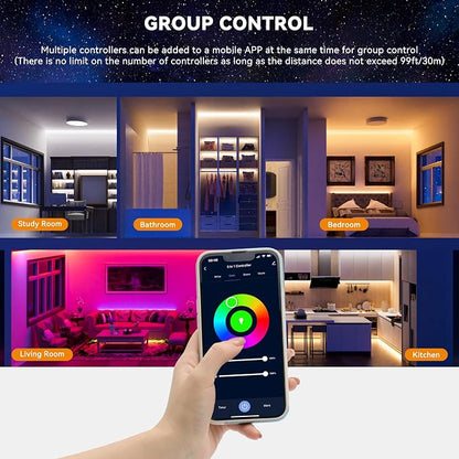 PAUTIX WiFi 5-in-1 LED Controller Dimmable for Monochrome CCT RGB RGBW RGBCCT LED Strip Lights Compatible with Tuya APP/Smart Life/Alexa/Google Home/Siri,DC12-24V Lights Controller(Without Battery)