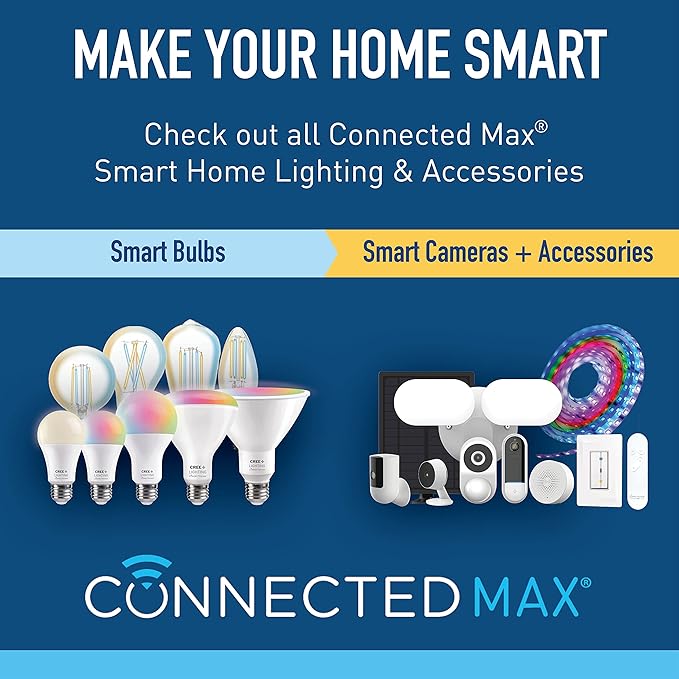 Cree Connected Max Smart In-Wall Dimmer & Tunable Controller For Connected Max Smart Bulbs, Smart Dimmer Switch, Compatible w/Any Connected Max Smart Bulb, Bluetooth + WiFi, 2.4 GHz, White, 1 Switch