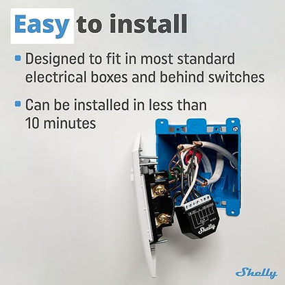 Shelly Wave Shutter US UL | Z-Wave Shutter Controller with Power Metering | Home Automation | Z-Wave Repeater | High Compatibility | Easy Installation | iOS Android App