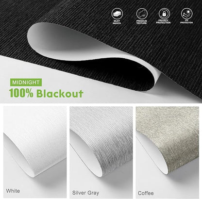 Motorized Blinds with Remote，100% Blackout Smart Blinds Motorized Roller Shades Compatible with Alexa Automatic Blinds for Windows Electric Window Blinds Customized Size Midnight