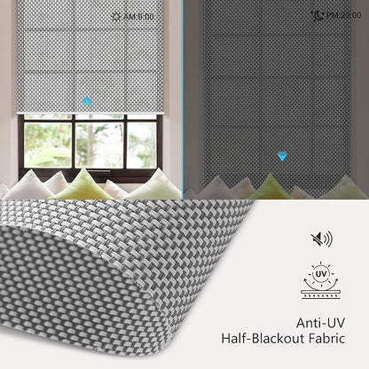 Aprilsmart Motorized Blinds with Remote,Light Filtering Motorized Roller Shades Work with Apple Homekit,Alexa,SmartThings,Google Home,Customize Blinds(Aventus White Grey-53)