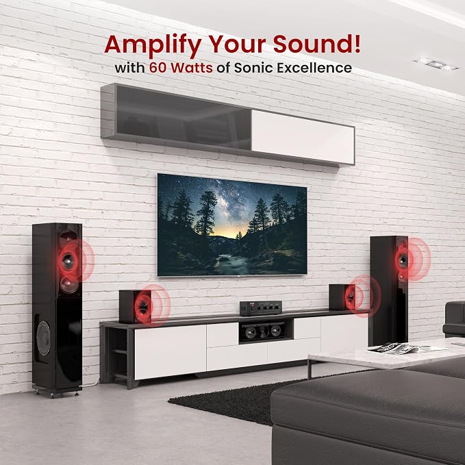 Pyle Compact 60 Watt Power Amplifier - Office, Home, Public Address System w/ RCA, 2 Microphone IN, 25/70 Volt Outputs, LED, Input Selector, Mic Talkover, Telephony, Music On Hold - PCM30A