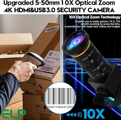 4K USB3.0 HDMI Camera 60fps Manual Zoom Webcam for Computer Mini Lightburn for Laser Engraver H.264 Telescope USB Security Industrial PC Camera for Raspberry Pi Jetson Nano