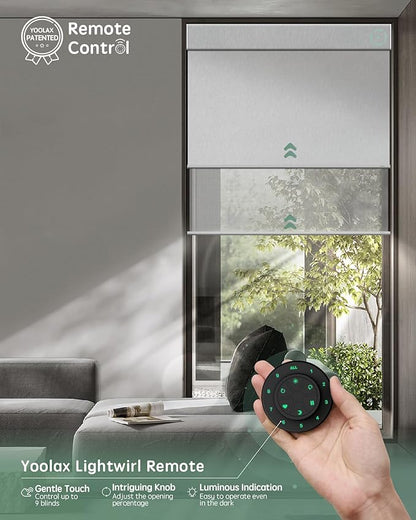 Yoolax Smart Dual Roller Shades, Motorized Blinds with Remote Smart Blinds Compatible with Alexa, Blackout & Sheer Automatic Dual Shades for Windows (V-Shimmer White & V-Haze White)