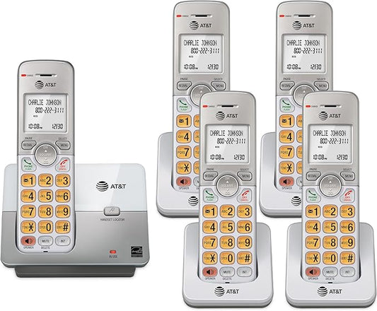 AT&T EL51503 DECT 6.0 5-Handset Cordless Phone with Simulated Full-Duplex Speakerphone, Backlit LCD Display & Lighted Keypad, Caller ID/Call Waiting, Intercom, ECO Mode