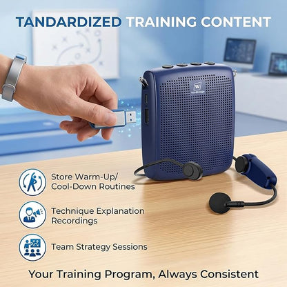 WinBridge Wireless Voice Amplifier - 15W Bluetooth PA System for Teaching, Tour Guiding, Business Meetings, Conference Training, 12-15H Battery, Portable Microphone with Speaker Sound System Blue