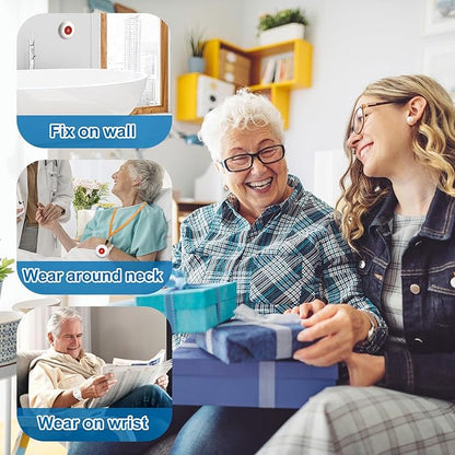 Daytech Caregiver Pager Call Button for Elderly at Home Nurse Alert System for Seniors Patient 2 Receiver 3 Panic Emergency Button