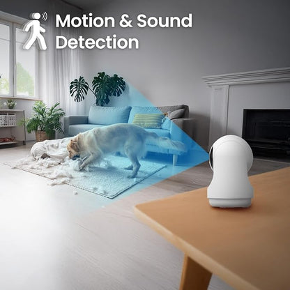 Feit Electric Smart Indoor Pan Tilt Baby Monitor Camera, 2K WiFi Security Camera with AI Motion Alerts, Motion Tracking, Night Vision (30 ft), Two-Way Audio, Local Storage, 2.4GHz WiFi