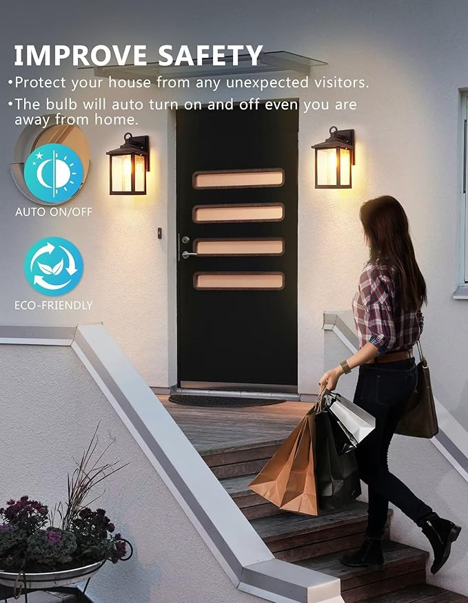 GU24 Dusk to Dawn Outdoor Light Bulbs,Light Sensor A19 LED Bulbs,Photocell Sensor, Automatic On/Off for Indoor/Outdoor Security Lighting,10Watt(90Watt Equivalent),2700K Soft White,4 Pack