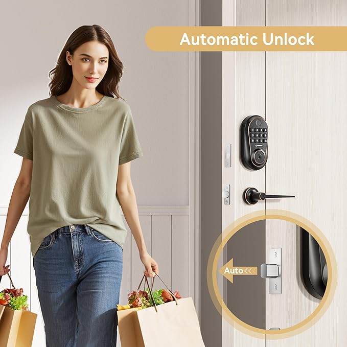 IronZon Electronic Keyless Door Lock with Keypad, Gold
