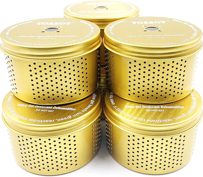 Gun Safe Dehumidifier, Moisture Absorber, 200g Small Silica Gel Desiccant Canister for Gun Cabinets & Safes, Aluminum Shell, Reusable