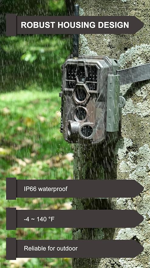 GardePro E8PMB WiFi Trail Camera (Non-Cellular), Stable WiFi with External Antenna, 8000mAh Rechargeable Battery, 32GB Built-in Memory, On-Site App Viewing, No-Glow Night Vision, Motion Activated