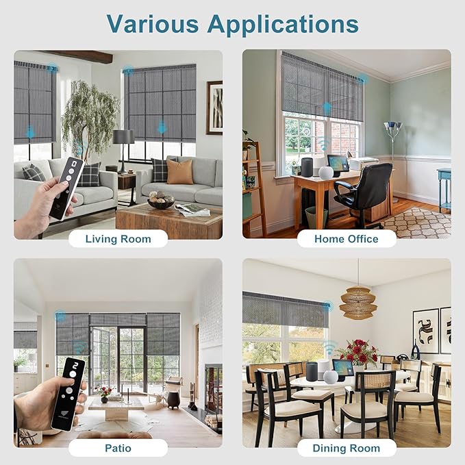 SmartWings Motorized Roller Shades 5% Openness Work with Homekit, Alexa SmartThings Google, Zigbee Motor Smart Blinds for Windows, Cordless Remote Control Window Shades, Customized, Charcoal Grey